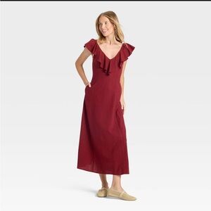 NEW Universal Thread Women's Deep Red Maxi Dress